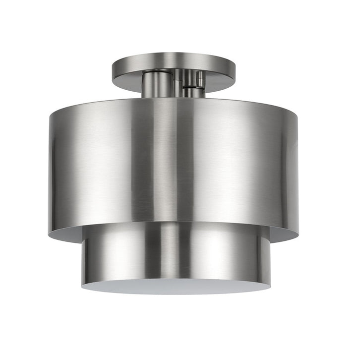 Livex Zolana 2Lt Medium Semi-Flush, Nickel/Nickel/Shiny White