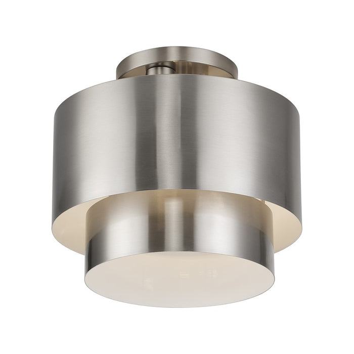 Livex Zolana 2Lt Medium Semi-Flush, Nickel/Nickel/Shiny White