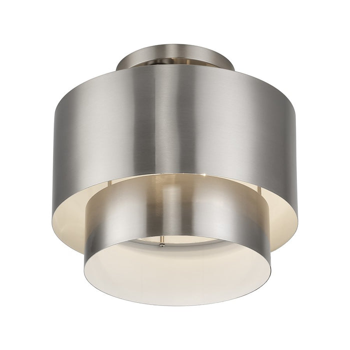 Livex Zolana 2Lt Medium Semi-Flush, Nickel/Nickel/Shiny White