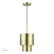 Livex Zolana 1Lt Mini Pendant, Brass/Brass Steel/Shiny White - 40058-01