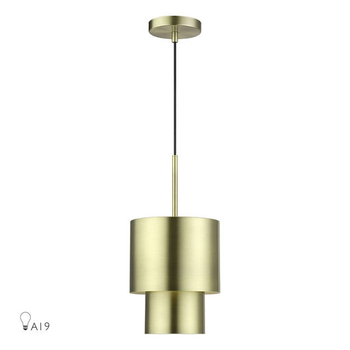 Livex Zolana 1Lt Mini Pendant, Brass/Brass Steel/Shiny White - 40058-01