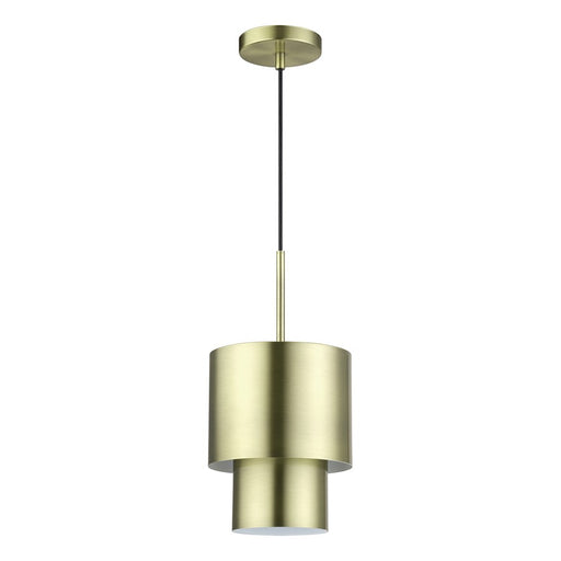 Livex Zolana 1Lt Mini Pendant, Brass/Brass Steel/Shiny White