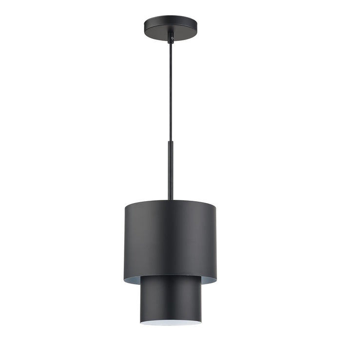 Livex Zolana 1Lt Mini Pendant, Black/Black Steel/Shiny White