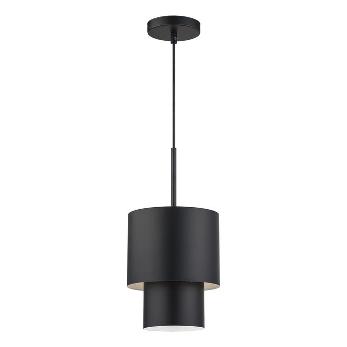 Livex Zolana 1Lt Mini Pendant, Black/Black Steel/Shiny White