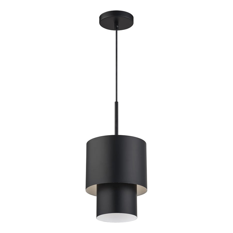 Livex Zolana 1Lt Mini Pendant, Black/Black Steel/Shiny White