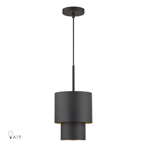 Livex Zolana 1Lt Mini Pendant, Bronze/Bronze Steel/Gold - 40058-07