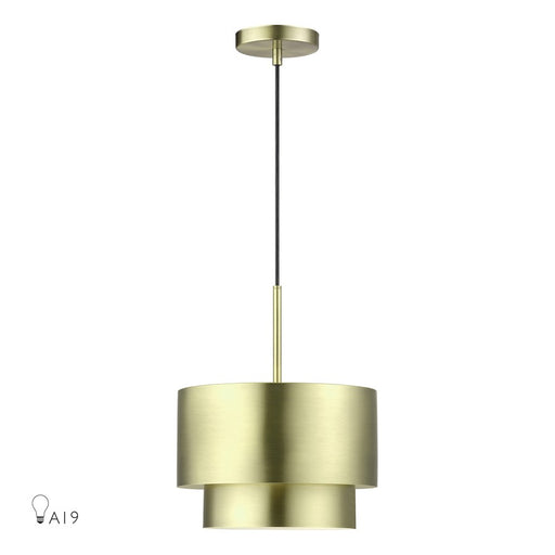 Livex Zolana 1Lt Pendant, Brass/Brass Steel/Shiny White - 40059-01