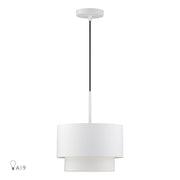 Livex Zolana 1Lt Pendant, White/White Steel Shade with White Inside - 40059-03