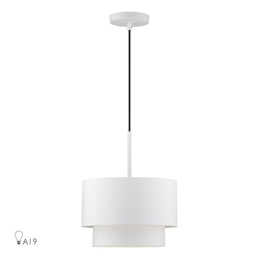 Livex Zolana 1Lt Pendant, White/White Steel Shade with White Inside - 40059-03