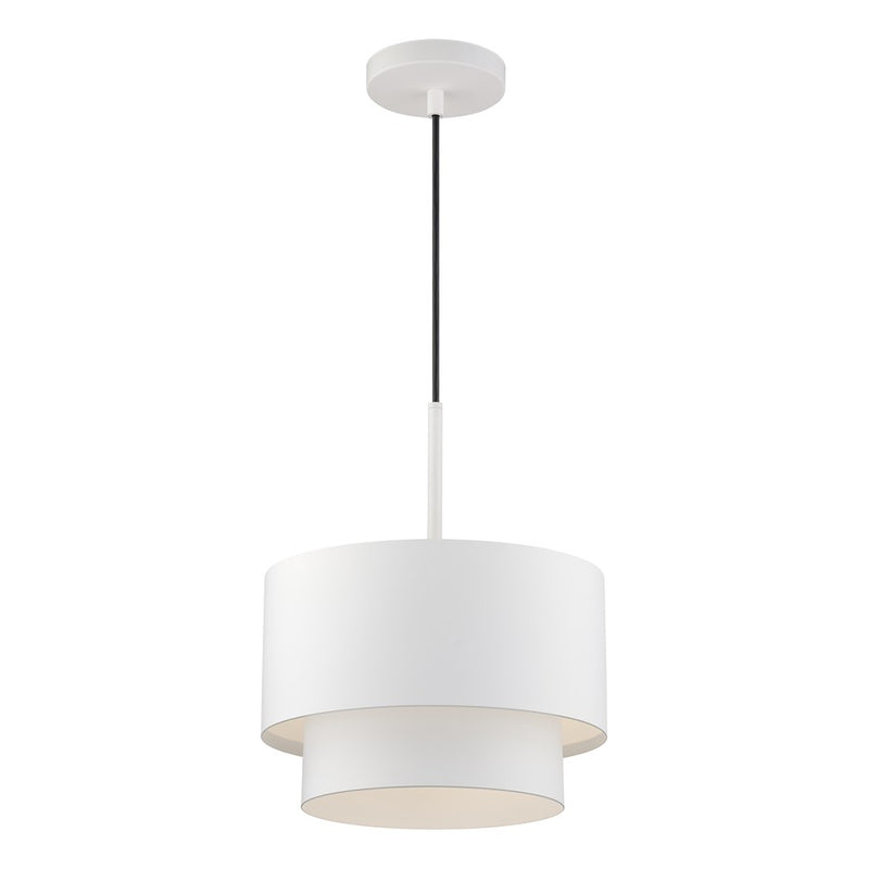 Livex Zolana 1Lt Pendant, White/White Steel Shade with White Inside