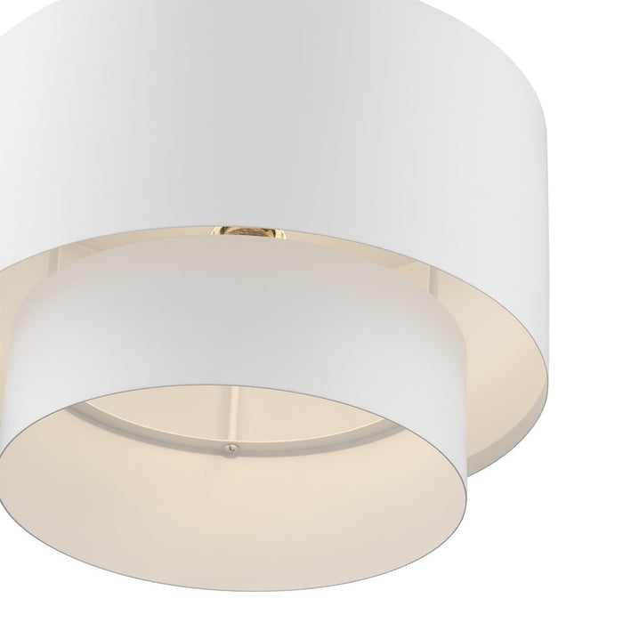 Livex Zolana 1Lt Pendant, White/White Steel Shade with White Inside