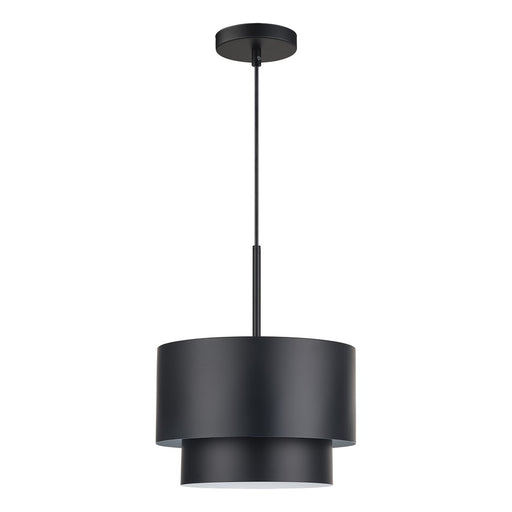 Livex Zolana 1Lt Pendant, Black/Black Steel/Shiny White