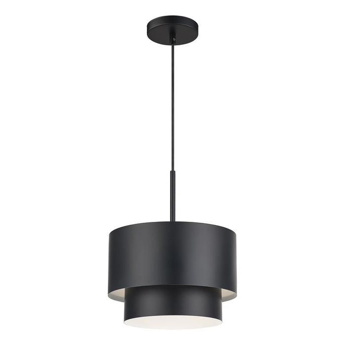 Livex Zolana 1Lt Pendant, Black/Black Steel/Shiny White