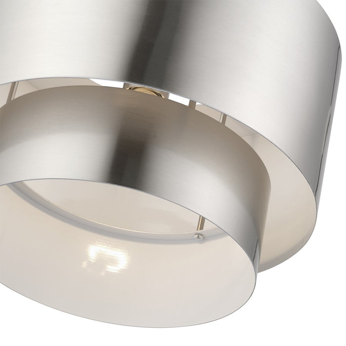 Livex Zolana 1Lt Pendant, Nickel/Nickel Steel/Shiny White