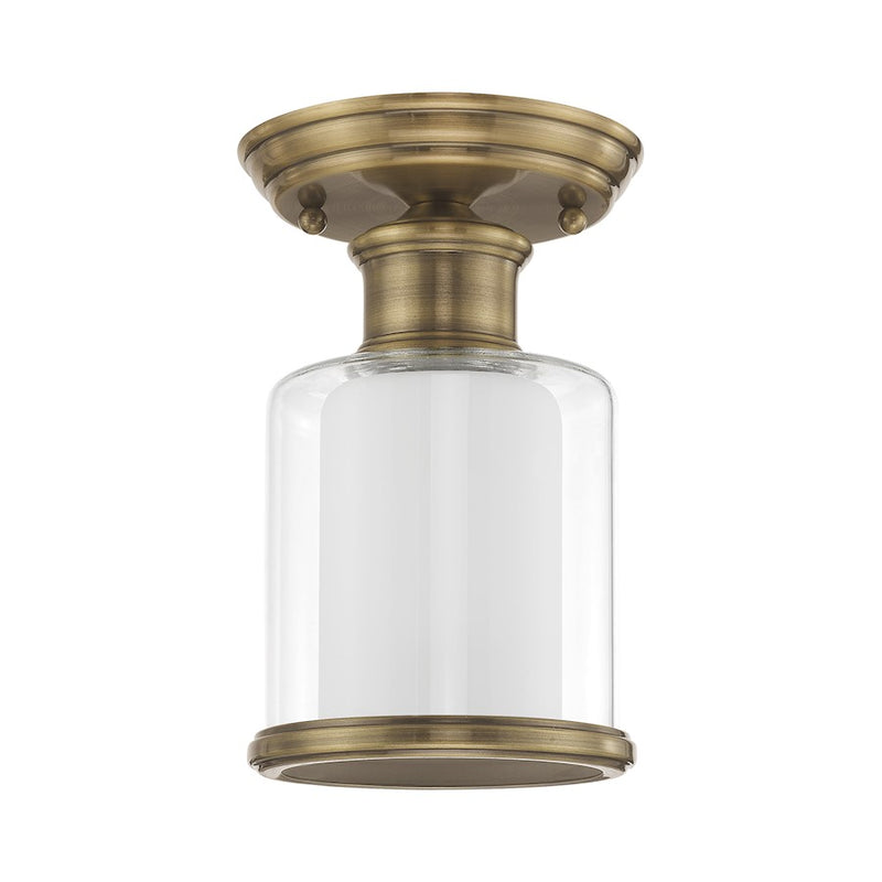 Livex Lighting Middlebush 1 Light Ceiling Mount, Antique Brass