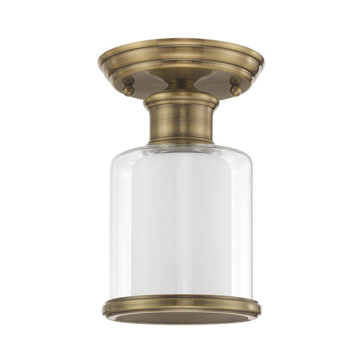 Livex Lighting Middlebush 1 Light Ceiling Mount, Antique Brass
