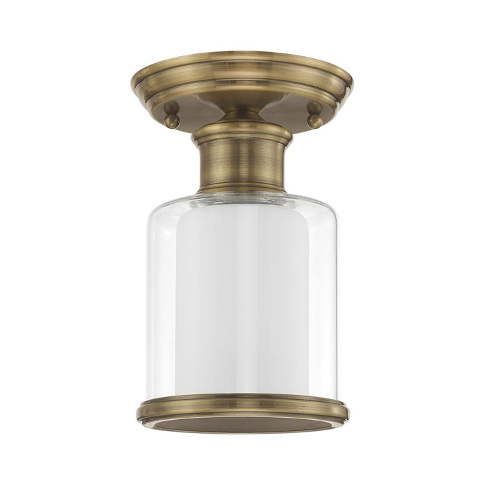 Livex Lighting Middlebush 1 Light Ceiling Mount, Antique Brass