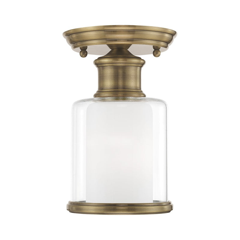 Livex Lighting Middlebush 1 Light Ceiling Mount, Antique Brass