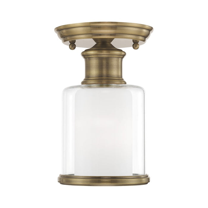 Livex Lighting Middlebush 1 Light Ceiling Mount, Antique Brass