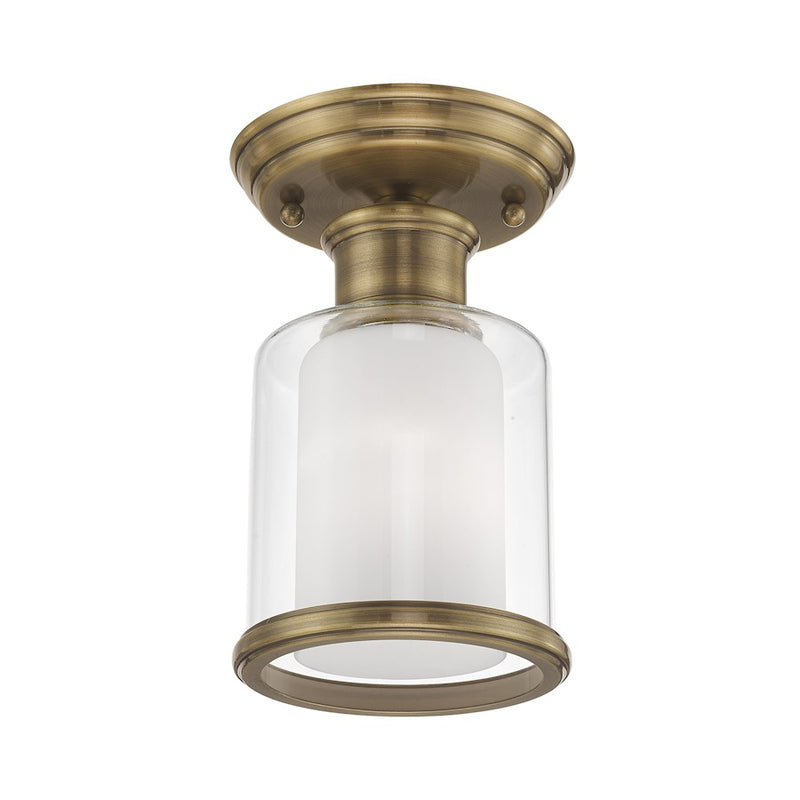 Livex Lighting Middlebush 1 Light Ceiling Mount, Antique Brass