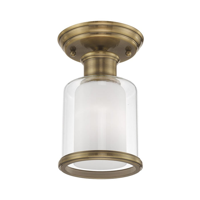 Livex Lighting Middlebush 1 Light Ceiling Mount, Antique Brass