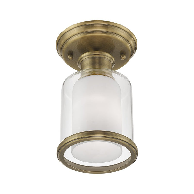 Livex Lighting Middlebush 1 Light Ceiling Mount, Antique Brass