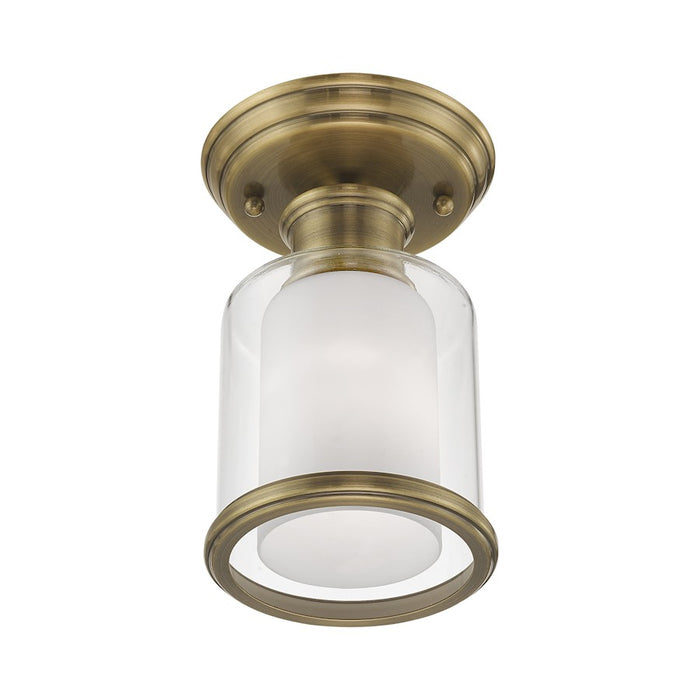 Livex Lighting Middlebush 1 Light Ceiling Mount, Antique Brass