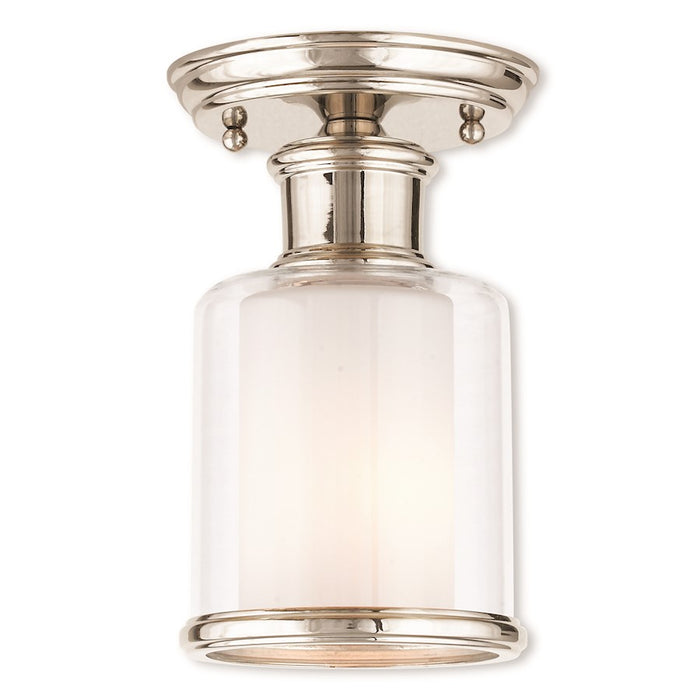 Livex Middlebush 1 Light Ceiling Mount, Clear/Opal