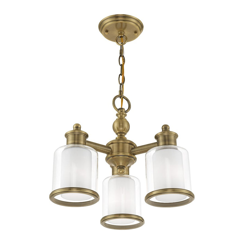 Livex Lighting Middlebush 3 Light Convertible Mini Chandelier/Ceiling, Brass