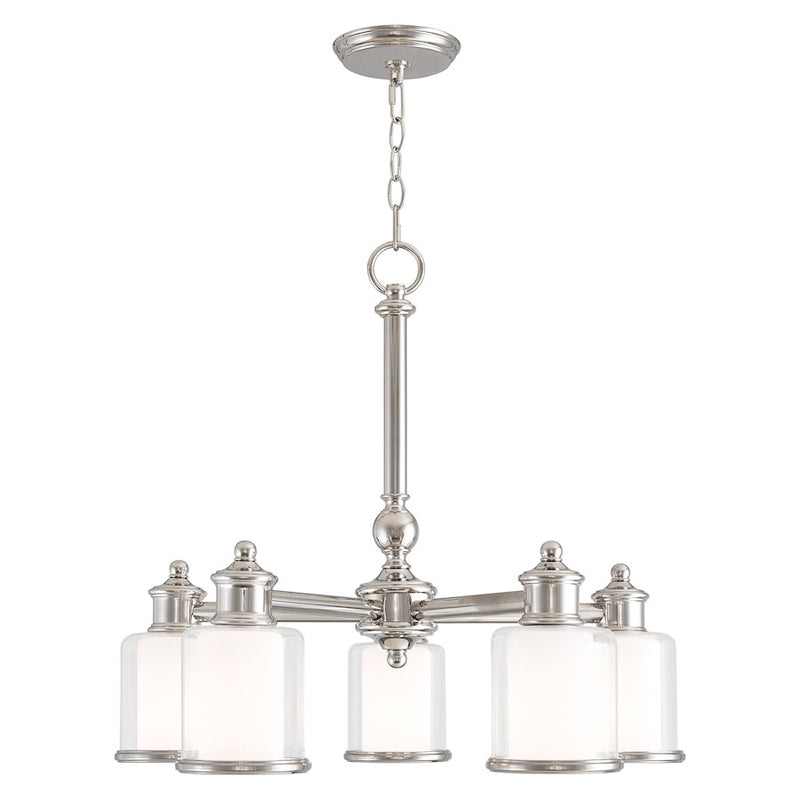 Livex Middlebush 5 Light Dinette Chandelier, Clear/Opal