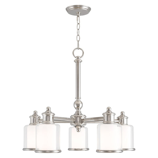 Livex Middlebush 5 Light Dinette Chandelier, Clear/Opal