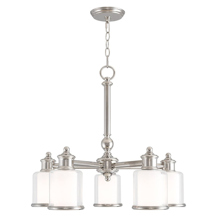 Livex Middlebush 5 Light Dinette Chandelier, Clear/Opal