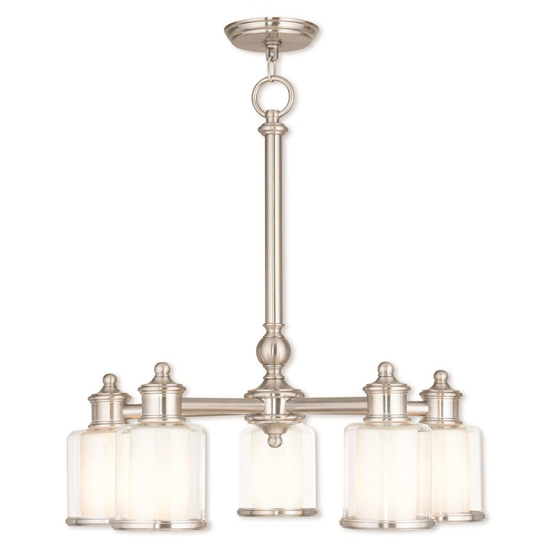 Livex Middlebush 5 Light Dinette Chandelier, Clear/Opal