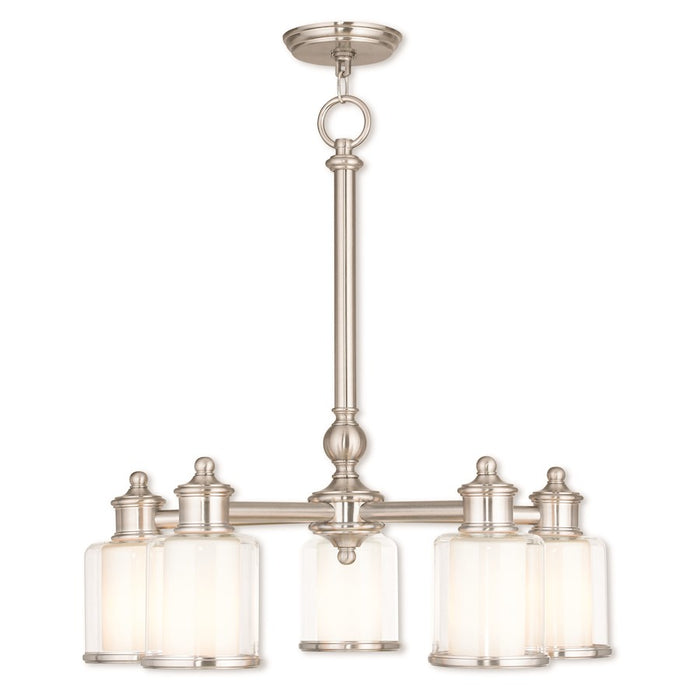 Livex Middlebush 5 Light Dinette Chandelier, Clear/Opal