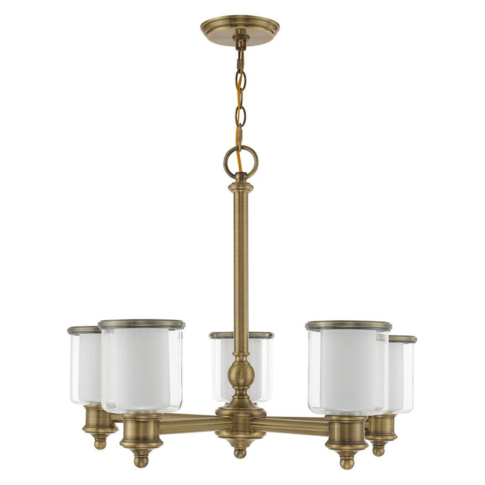 Livex Lighting Middlebush 5 Light Chandelier, Antique Brass