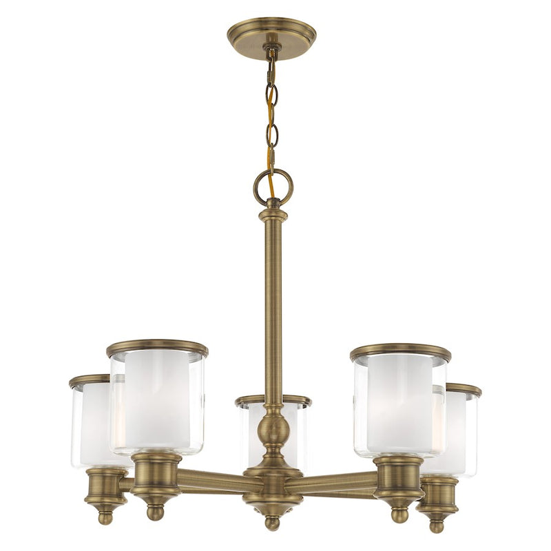 Livex Lighting Middlebush 5 Light Chandelier, Antique Brass