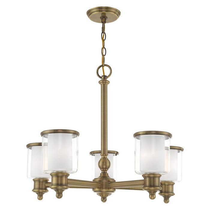 Livex Lighting Middlebush 5 Light Chandelier, Antique Brass