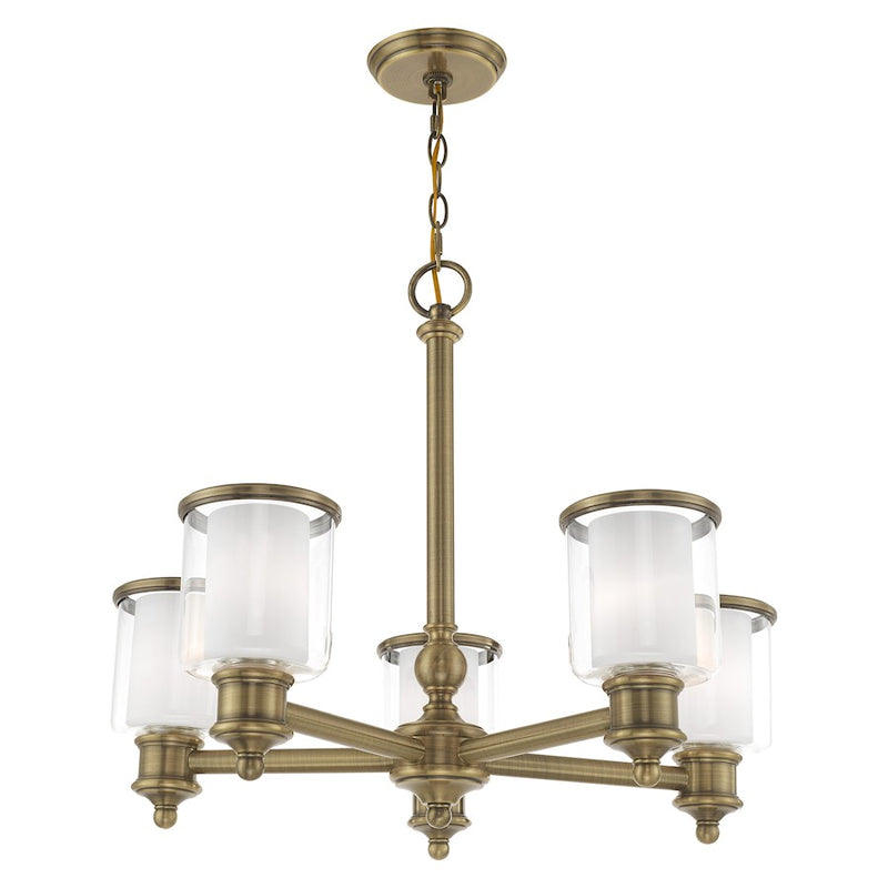 Livex Lighting Middlebush 5 Light Chandelier, Antique Brass