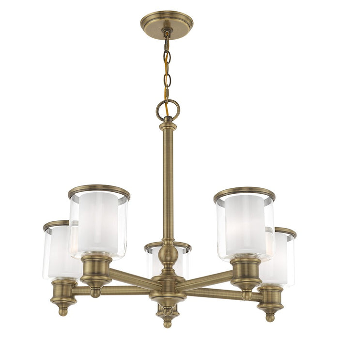 Livex Lighting Middlebush 5 Light Chandelier, Antique Brass