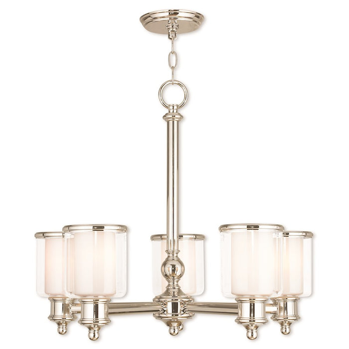 Livex Middlebush Chandelier, Clear Outside/Opal Inside