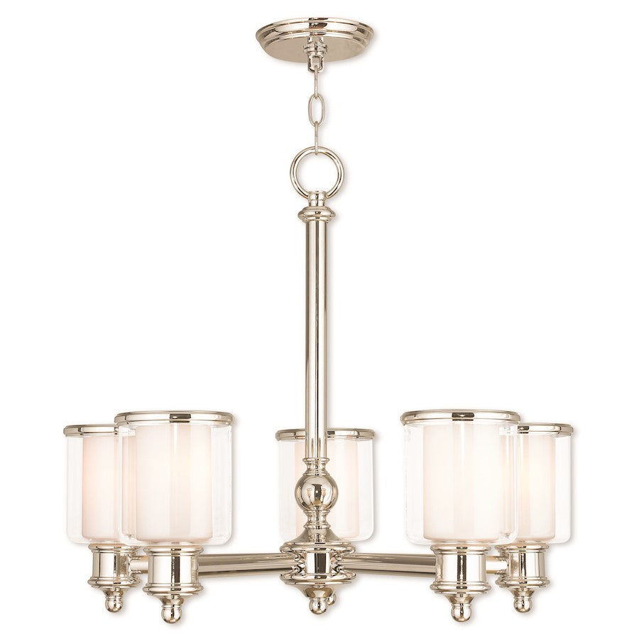 Livex Middlebush Chandelier, Clear Outside/Opal Inside