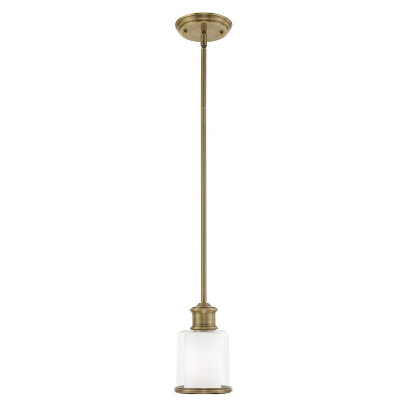 Livex Lighting Middlebush 1 Light Mini Pendant, Antique Brass