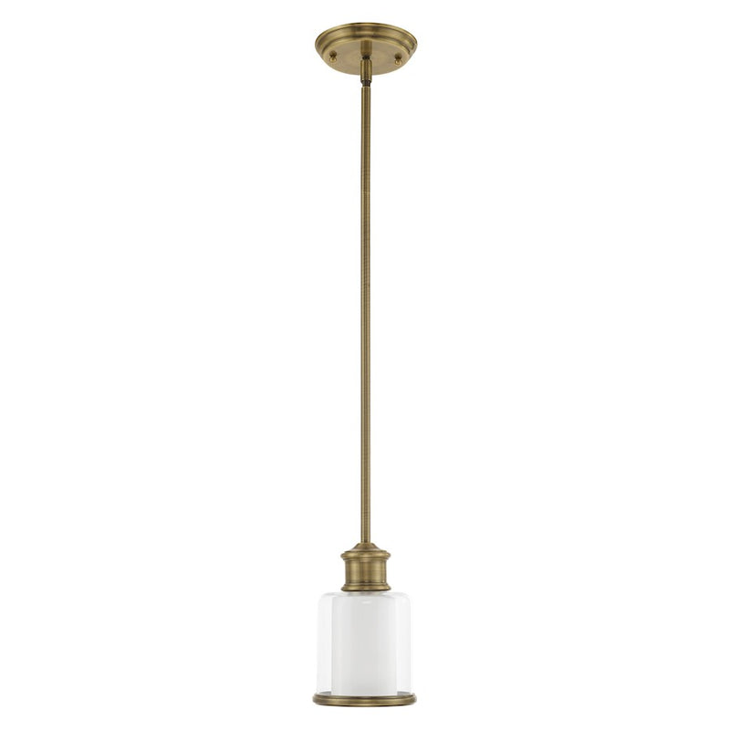 Livex Lighting Middlebush 1 Light Mini Pendant, Antique Brass