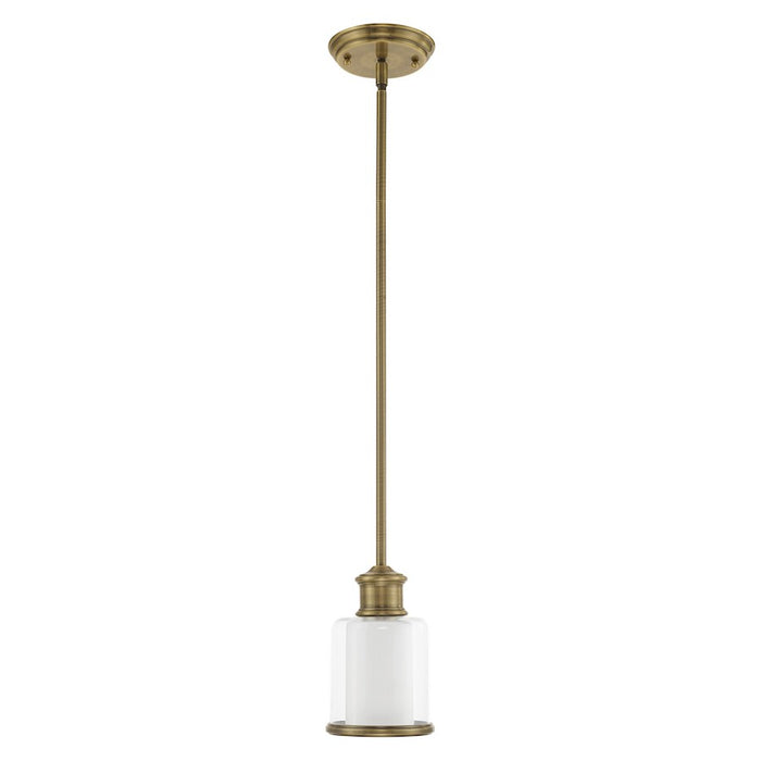 Livex Lighting Middlebush 1 Light Mini Pendant, Antique Brass