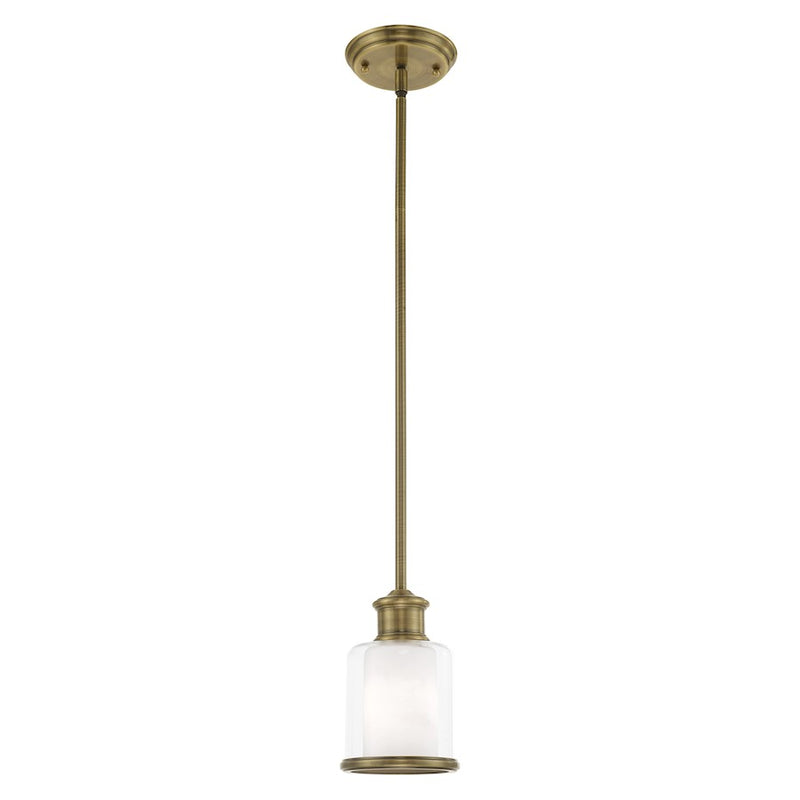 Livex Lighting Middlebush 1 Light Mini Pendant, Antique Brass