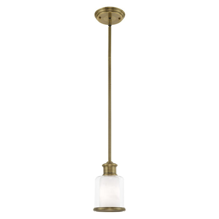 Livex Lighting Middlebush 1 Light Mini Pendant, Antique Brass