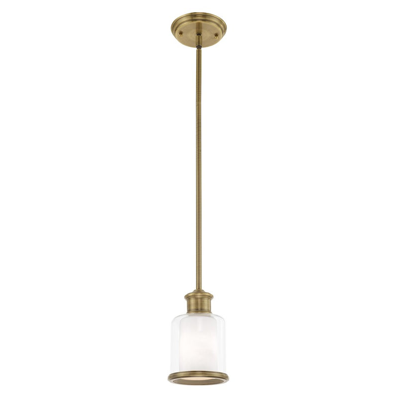 Livex Lighting Middlebush 1 Light Mini Pendant, Antique Brass