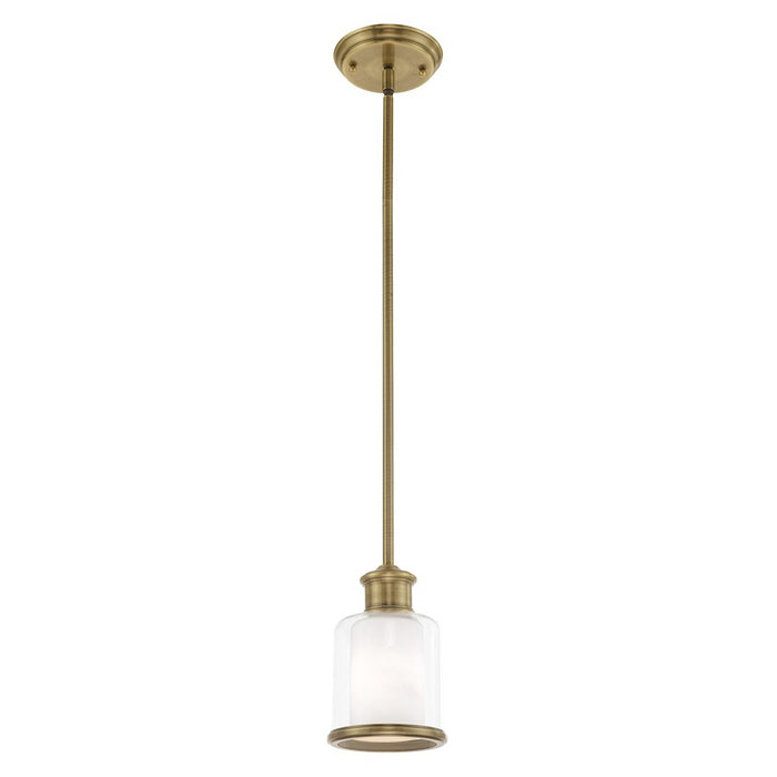 Livex Lighting Middlebush 1 Light Mini Pendant, Antique Brass