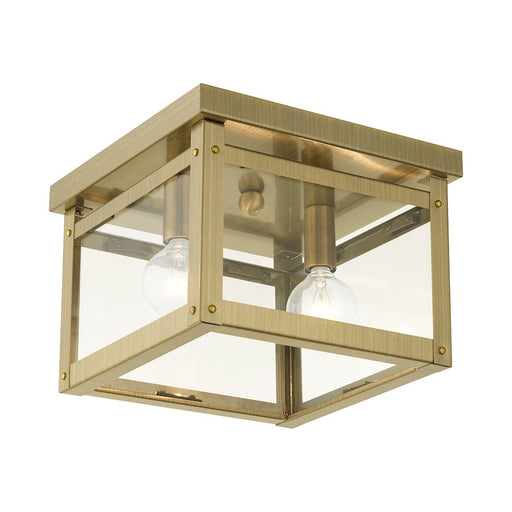 Livex Milford Flush Mount, Antique Brass