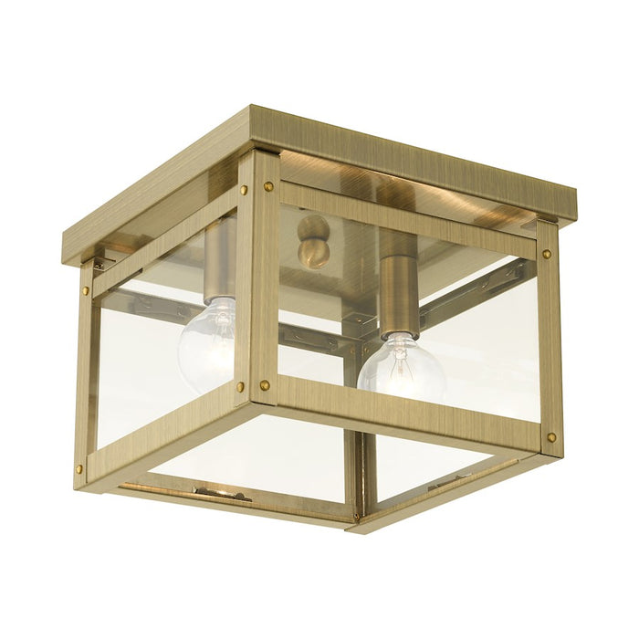 Livex Milford Flush Mount, Antique Brass